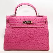 Cheap Hermes Kelly HK32 Ostrich Skin Pink Handbag