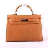 Hermes Original leather HK32 Ladies Lambskin Coffee Handbag