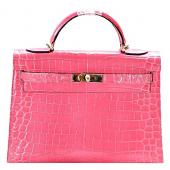 Hermes Kelly 28 Crocodile Leather Pink 608149