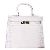 Hermes Kelly 28 Crocodile Leather White 608152