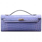 Hermes Kelly Longue Clutch Crocodile Leather Light Purple 608172