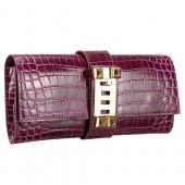 Cheap Hermes Medor Crocodile Leather Plum Clutch 18926682