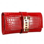 Cheap Hermes Medor Crocodile Leather Red Clutch 18926683