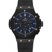 Hublot Big Bang Carbon Dial With Blue Markings Carbon Case And Bezel Black Rubber Strap  622774 Replica