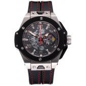 Cheap Hublot Big Bang Ferrari Black Dial And Bezel Stainless Steel Case Black Leather Strap  622767