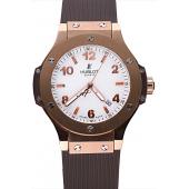 Cheap Hublot Big Bang King Rose Gold Bezel White Dial Brown Rubber Strap