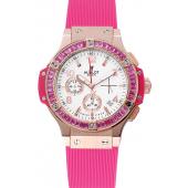 Replica Hublot Big Bang Tutti Frutti Pink Strap Gold Dial