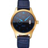 IWC Mark XVll Blue Dial Gold Stainless Steel Case Blue Leather Strap Replica