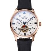 IWC Pilot Tourbillon White Dial Rose Gold Case Black Textile Strap