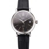 IWC Portofino Dark Gray Dial Stainless Steel Case Black Leather Strap