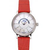 IWC Portofino Day And Night White Dial Stainless Steel Case Red Leather Strap