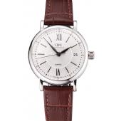 IWC Portofino Silver Dial Stainless Steel Case Brown Leather Strap