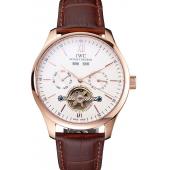 IWC Portofino Tourbillon White Dial Rose Gold Case Broen Leather Strap