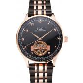 IWC Portugieser Tourbillon Black Dial Rose Gold Numerals Rose3 Gold Case Two Tone Black Rose Gold Bracelet