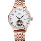 IWC Portugieser Tourbillon White Dial Blue Numerals Rose Gold Case And Bracelet