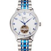 IWC Portugieser Tourbillon White Dial Blue Numerals Stainless Steel Case Two Tone Blue Steel Numerals