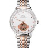 IWC Portugieser Tourbillon White Dial Stainless Steel Case Two Tone Steel Rose Gold Bracelet