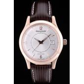 Cheap Jaeger Le Coultre Swiss Master Control Rose Gold Bezel Brown Leather Strap 7590