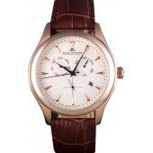 Jaeger Lecoultre Master Gold Bezel Brown Leather Band  621611