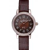 Replica Jaeger LeCoultre Rendez-Vous Brown Dial Brown Leather Strap Rose Gold Diamond Bezel  622084