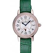 Jaeger LeCoultre Rendez-Vous White Dial Green Leather Strap  622085