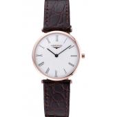 Replica Longines La Grande Classique White Dial Brown Leather Band Homme  622136