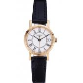 Longines La Grande Classique White Round Dial Gold Case Black Leather Band Small  622383 Replica