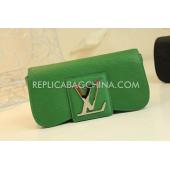 Louis Vuitton Leather Wallet Green Clutch