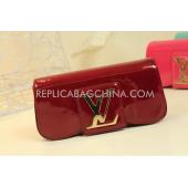 Louis Vuitton Clutch Patent Leather Wallet Red