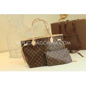 Louis Vuitton  Monogram Red Inside Brown Handbag Calfskin Clutch