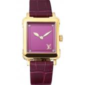 Louis Vuitton Emprise Purple Dial Gold Case Purple Leather Strap  622787 Replica