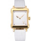 Louis Vuitton Emprise White Dial Gold Case White Leather Strap  622786