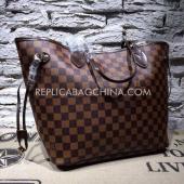 Replica Louis Vuitton Handbag Grid Of Lines Brown Calfskin