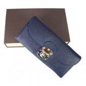 Louis Vuitton Mahina Leather M58135 Blue Cow Leather Wallet