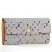 Louis Vuitton Monogram Multicolore M93743 White Cow Leather Wallet HM10774