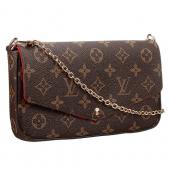 Louis Vuitton Monogram Felicie Chain Wallet Red 18926650