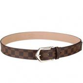 Cheap Louis Vuitton  Arrow Shaped Brass Hook Buckle Damier Canvas Leather Belt