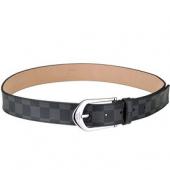 Cheap Louis Vuitton  Arrow Shaped Silver Hook Buckle Damier Graphite Leather Belt