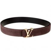 Louis Vuitton  Brass Logo Buckle Brown Suede Leather Belt