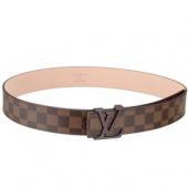 Louis Vuitton  Brown Ruthenium Finished Logo Buckle Louis Vuitton Damier Canvas Leather Belt Replica