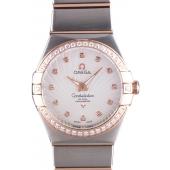 Omega Constellation Rose Gold Diamond Bezel Two Tone Band  621487