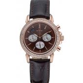 Omega De Ville Chronograph Brown Dial Gold Diamond Case Brown Leather Bracelet  622457