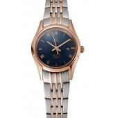 Replica Omega De Ville Ladies Blue Dial Rose Gold Case Two Tone Bracelet 1453784