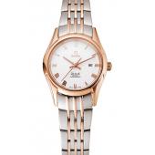 Omega De Ville Ladies White Dial Rose Gold Case Two Tone Bracelet 1453782