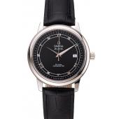 Omega De Ville Prestige Black Dial Stainless Steel Case Black Leather Strap