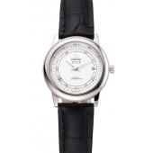 Cheap Omega De Ville Prestige Ladies White Dial Stainless Steel Case Black Leather Strap