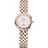 Omega De Ville Prestige No Date White Dial With Diamonds Rose Gold Case Two Tone Bracelet