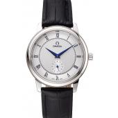 Replica Omega De Ville Prestige Small Seconds Silver Dial Stainless Steel Case Black Leather Strap