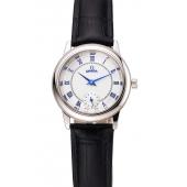 Omega De Ville Prestige Small Seconds White Dial Blue Numerals Stainless Steel Case Black Leather Strap