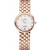 Omega De Ville Prestige White Dial With Diamonds Rose Gold Case And Bracelet Replica